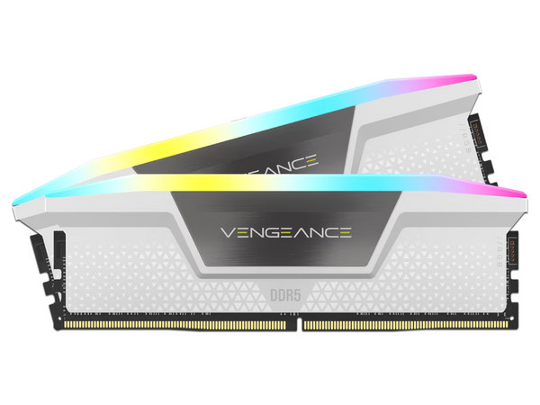 Memoria DIMM CORSAIR VENGEANCE RGB, DDR5 PC5-48000 (6000MHz), CL30, 64GB (2 x 32GB). Color Blanco.