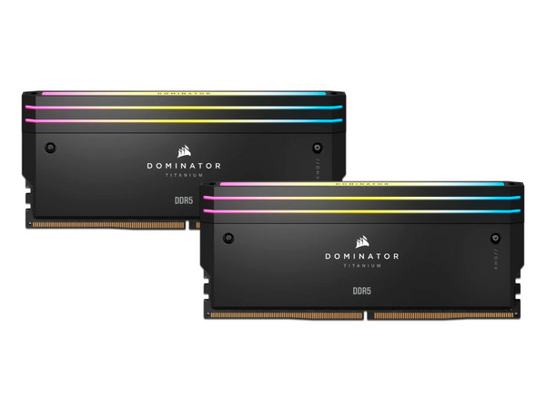 Kit de Memorias DIMM Corsair DOMINATOR TITANIUM RGB, DDR5 PC5-48000 (6000MHz), CL30, 64GB (2 x 32GB). Color Negro.