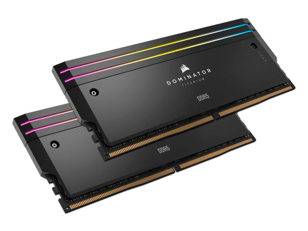 Kit de Memorias DIMM Corsair DOMINATOR TITANIUM RGB, DDR5 PC5-48000 (6000MHz), CL30, 64GB (2 x 32GB). Color Negro.