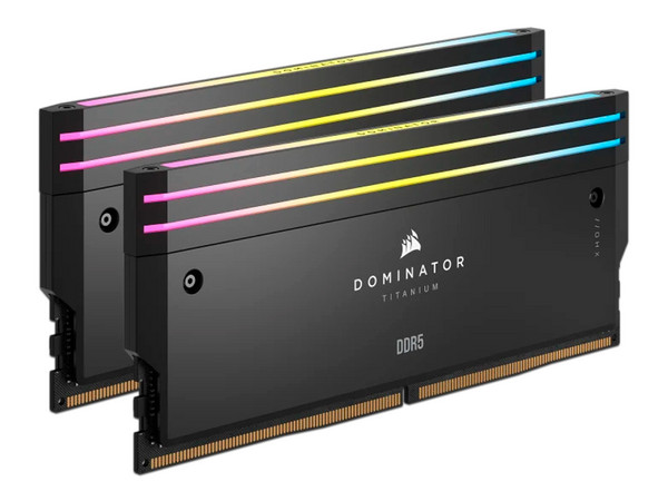 Kit de Memorias DIMM Corsair DOMINATOR TITANIUM RGB, DDR5 PC5-48000 (6000MHz), CL30, 64GB (2 x 32GB). Color Negro.