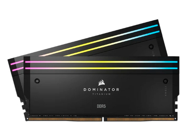 Kit de Memorias DIMM Corsair DOMINATOR TITANIUM RGB, DDR5 PC5-48000 (6000MHz), CL30, 64GB (2 x 32GB). Color Negro.