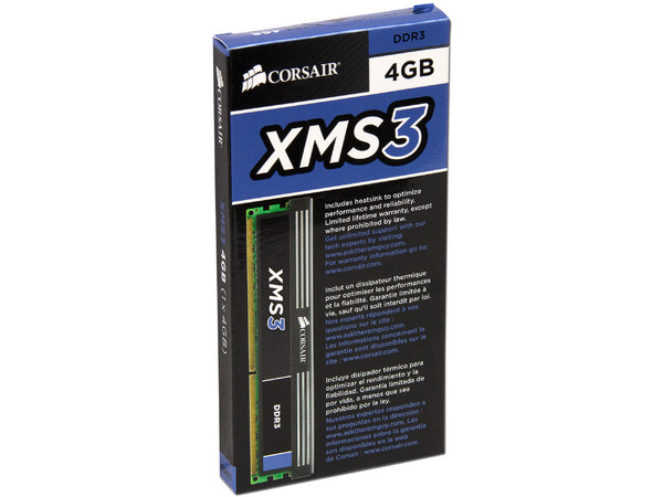 Memoria Corsair XMS3 DDR3 PC3-10600 (1333MHz), 4 GB.