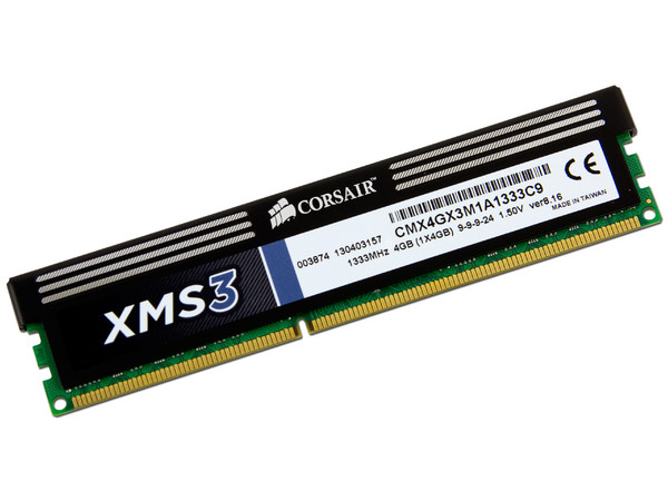 Memoria Corsair XMS3 DDR3 PC3-10600 (1333MHz), 4 GB.