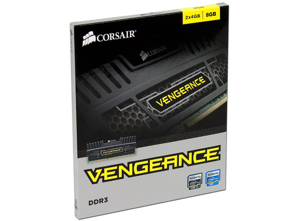 Memoria Corsair Vengeance DDR3 PC3-12800 (1600MHz), CL9, 8 GB (2 x 4GB), Kit con dos piezas de 4GB.