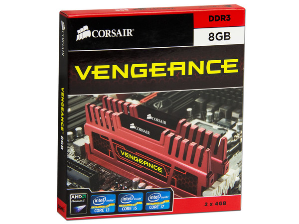 Memoria Corsair Vengeance DDR3 PC3-12800 (1600MHz), CL9, 8 GB, Kit con dos piezas de 4 GB.