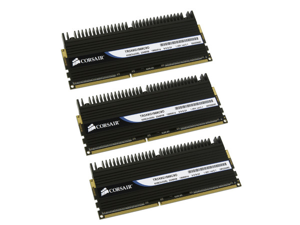 Memoria Corsair Dominator de 6GB (3x2GB) DDR3 1866MHz (PC3-15000),
Timing: 9-9-9-24, Voltaje: 1.65V,
Modelo: TR3X6G1866C9D,
Incluye Ventilador para memorias AirFlow