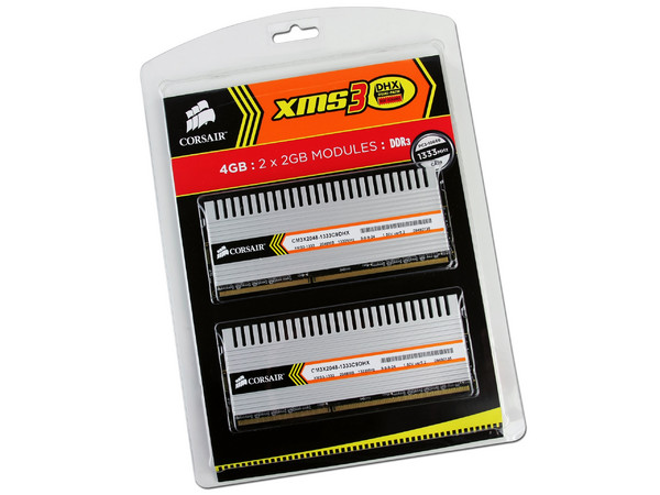 Memoria Corsair de 4GB (2x2GB) DDR3 1333MHz (PC3-10666),
Timing: 9-9-9-24, Voltaje: 1.5V,
Modelo: TW3X4G1333C9DHX G