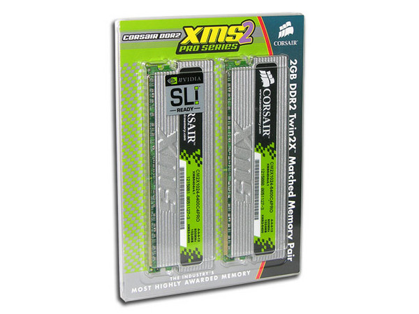 Memoria Corsair XMS2 de 2GB (2 x 1GB) DDR2 800 (PC2 6400)
Timing: 4-4-4-12, Cas Latency: 4, Voltaje: 2.0V.
Ventajas: EPP
Modelo: TWIN2X2048-6400C4PRO