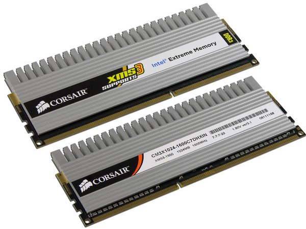 Memoria Corsair XMS3 de 2GB (2x1GB) DDR3 1600MHz (PC3-12800)
Timing: 7-7-7-20, Cas Latency: 7, Voltaje: 1.80V
Modelo: TWIN3X2048-1600C7DHXIN G