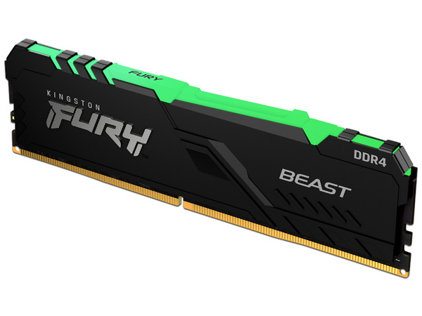 Memoria DIMM Kingston Fury Beast RGB, DDR4 PC4-21300 (2666MHz), CL16, 16GB.