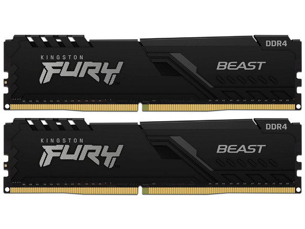 Kit de Memorias Kingston Fury Beast, DDR4 PC4-25600 (3200MHz), CL16, 16GB (2 x 8GB).