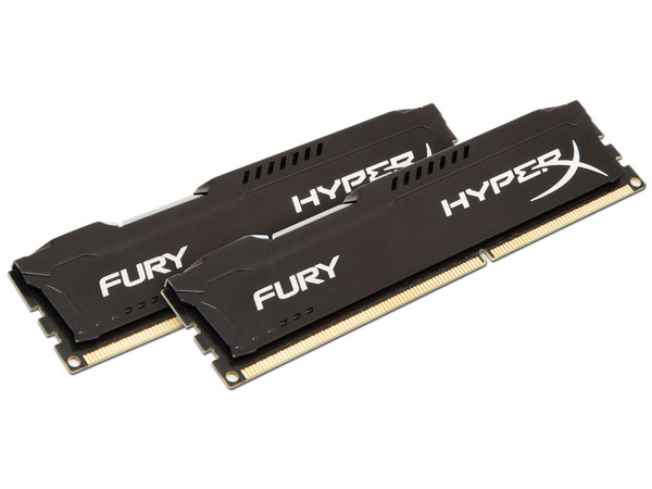 Memoria Kingston HyperX Fury DDR3 PC3-12800 (1600MHz), CL10, 16GB (2 x 8GB), Kit con dos piezas de 8GB.