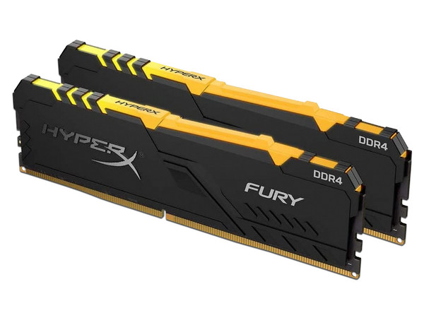 Kit de Memorias Kingston HyperX Fury RGB DDR4, PC4-25600 (3200MHz), CL16, 32GB (2x16GB).