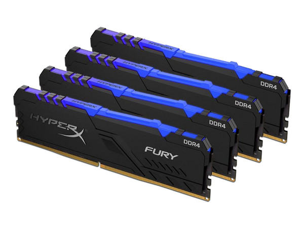 Kit de Memorias Kingston Hyperx Fury RGB, DDR4 PC4-27700 (3466MHz), CL16, 32GB (4 x 8GB).