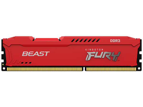 Memoria DIMM Kingston Fury Beast Red, DDR3 PC4-14900 (1866MHz), CL10, 4GB.