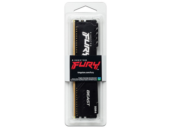 Memoria DIMM Kingston Fury Beast, DDR4 PC4-25600 (3200MHz), CL16, 16GB.