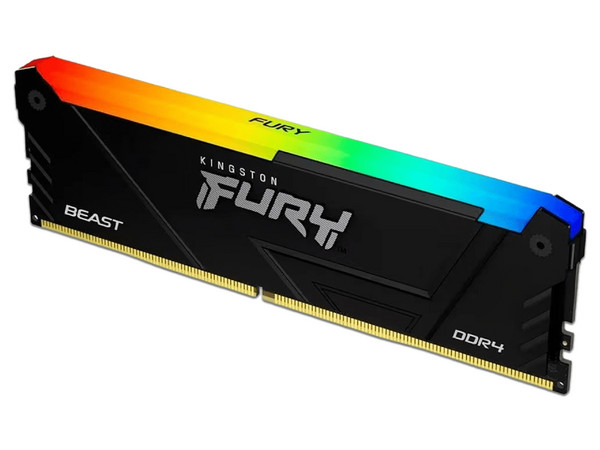 Memoria DIMM Kingston Fury Beast RGB, DDR4 PC4-25600 (3200MHz), CL16, 16GB.