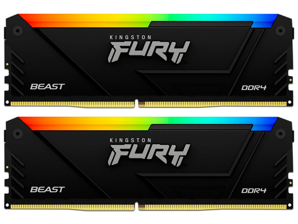 Memoria DIMM Kingston FURY Beast RGB, DDR4 PC4-25600 (3200MHz), CL16, 32GB (2x16GB).