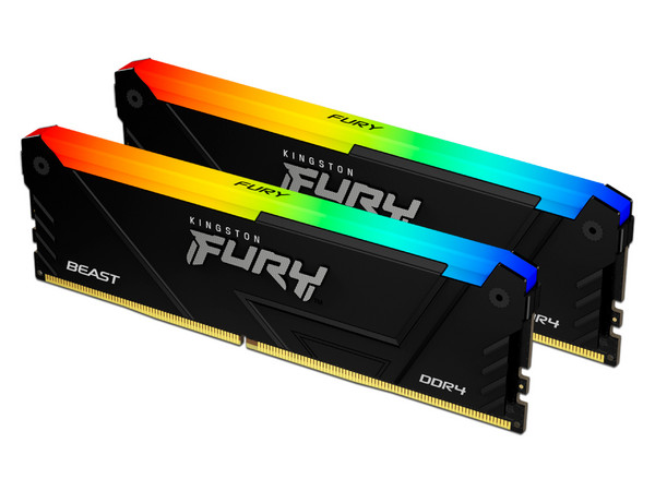 Kit de Memorias Kingston Fury Beast RGB, DDR4 PC4-25600 (3200MHz), CL16, 16GB (2 x 8GB).