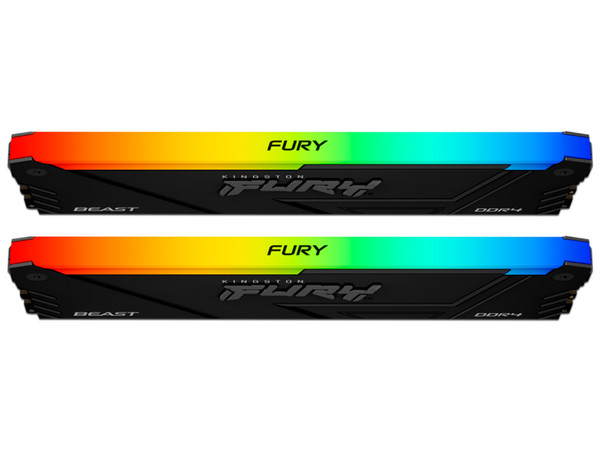 Kit de Memorias Kingston Fury Beast RGB, DDR4 PC4-25600 (3200MHz), CL16, 16GB (2 x 8GB).