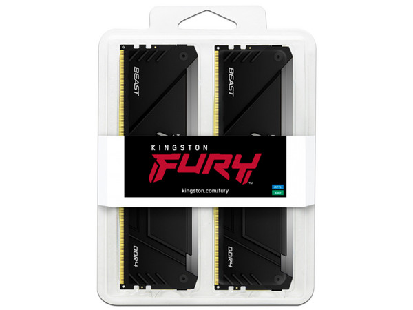 Kit de Memorias Kingston Fury Beast RGB, DDR4 PC4-25600 (3200MHz), CL16, 16GB (2 x 8GB).