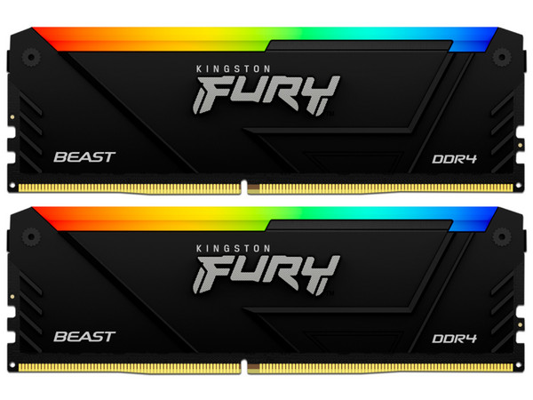 Kit de Memorias Kingston Fury Beast RGB, DDR4 PC4-25600 (3200MHz), CL16, 16GB (2 x 8GB).