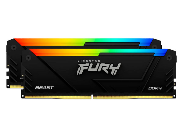 Memoria DIMM Kingston Fury Beast RGB DDR4, PC4-25600 (3200MHz), CL16, (2 x 16GB) 32GB.
