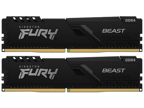 Kit de Memorias Kingston Fury Beast Black DDR4 PC4-25600 (3200MHz), CL16, 16GB (2 x 8GB).