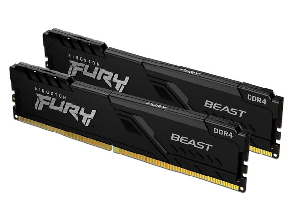 Memoria DIMM Kingston Fury Beast Black, DDR4 PC4-25600 (3200MHz), CL16, 64GB (2 x 32GB).