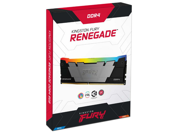 Memoria DIMM Kingston FURY Renegade RGB, DDR4 PC4-28800 (3600MHz), CL16, 16GB.