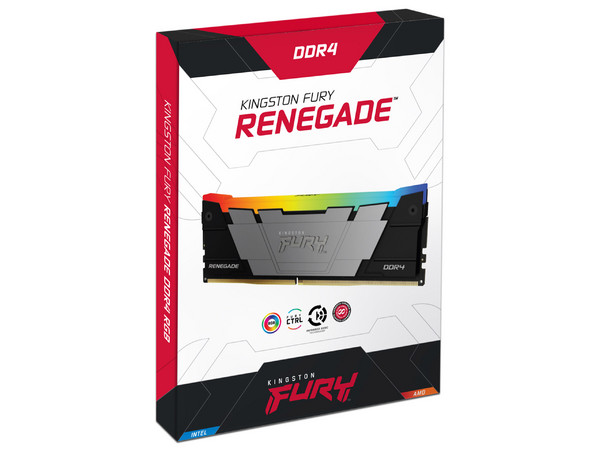 Memoria DIMM Kingston FURY Renegade RGB, DDR4 PC4-28800 (3600MHz), CL16, 32GB (2x16GB).