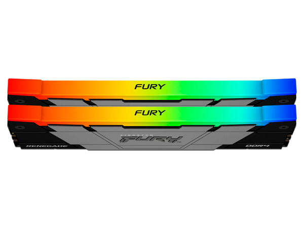 Kit de Memorias DIMM Kingston Fury Renegade RGB, DDR4 PC4-28800 (3600MHz), CL16, 16GB (2 x 8GB). Color Negro.