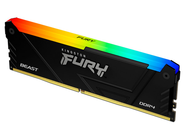 Memoria Kingston Fury Beast RGB, DDR4 PC4-25600 (3600MHz), CL17, 8GB.