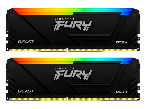 Kit de Memorias Kingston Fury Beast, DDR4 PC4-28800 (3600MHz), CL17, 16GB (2 x 8GB). Color Negro.