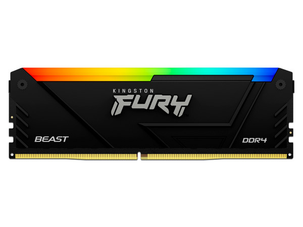 Memoria DIMM Kingston Fury Beast RGB DDR4, PC4-28800 (3600MHz), CL18, 16GB.