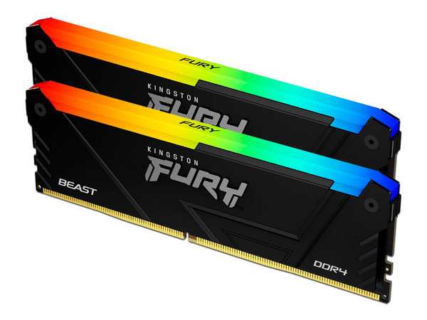 Kit de Memorias Kingston Fury Beast, DDR4 PC4-28800 (3600MHz), CL18, 64GB (2 x 32GB). Color Negro.