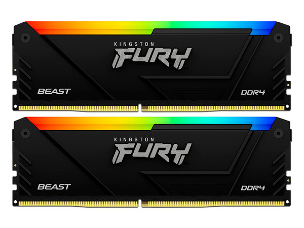Kit de Memorias Kingston Fury Beast, DDR4 PC4-28800 (3600MHz), CL18, 64GB (2 x 32GB). Color Negro.