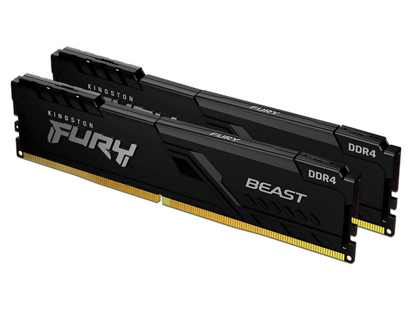 Kit de Memorias Kingston Fury Beast, DDR4 PC4-28800 (3600MHz), CL18, 32GB (2 x 16GB). Color Negro.