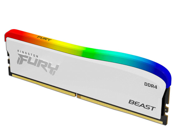 Memoria DIMM Kingston Fury Beast, DDR4 PC4-25600 (3600 MHz), CL18, Kit 32GB (2 x 16GB), Iluminación RGB, Color Blanco.