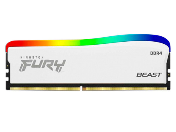 Memoria DIMM Kingston Fury Beast, DDR4 PC4-25600 (3600 MHz), CL18, Kit 32GB (2 x 16GB), Iluminación RGB, Color Blanco.