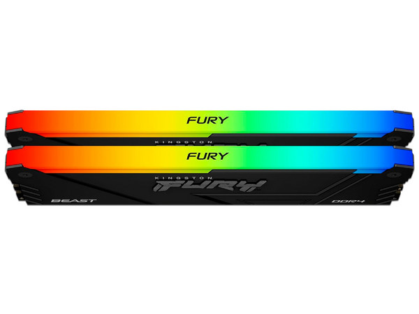 Kit de Memorias DIMM Kingston Fury Beast, DDR4 (3733MHz), RGB, CL19, 16GB (2 x 8GB). Color Negro