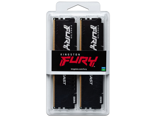 Kit de Memorias DIMM Kingston Fury Beast Black DDR5, Frecuencia: 5200MT/s, CL40, 128GB (4 x 32GB). Color Negro.