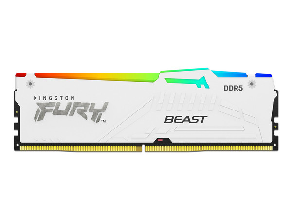 Memoria DIMM Kingston Fury Beast RGB White DDR5, PC5-41600 (5200MHz), CL40, 16GB.