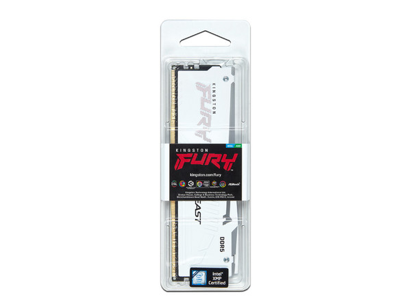 Memoria DIMM Kingston Fury Beast RGB White DDR5, PC5-41600 (5200MHz), CL40, 16GB.