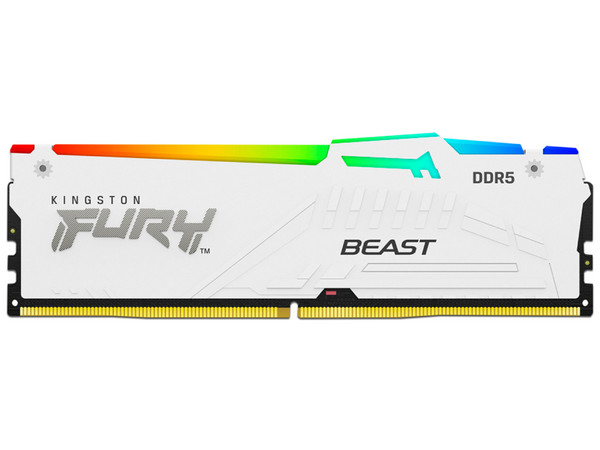 Memoria DIMM Kingston FURY Beast White RGB, DDR5 PC5-41600 (5200MHz), CL40, 32GB.