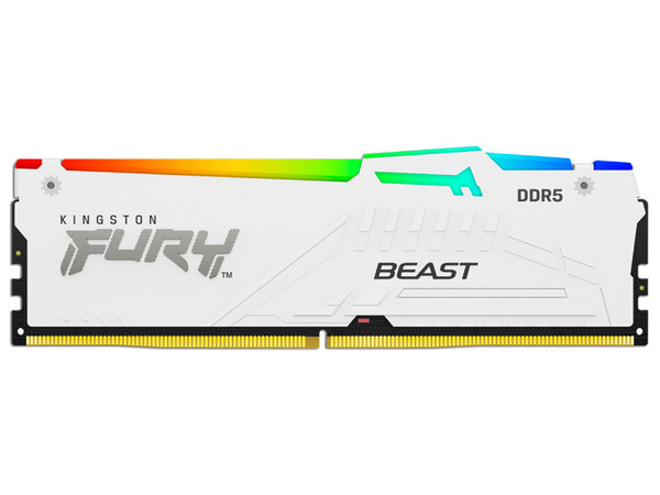 Memoria DIMM Kingston Fury Beast DDR5-5200 (5200 MHz), RGB, CL40, 32GB (2 x 16GB), Color Blanco.