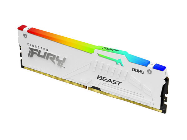 Kit de Memorias DIMM Kingston FURY Beast White, DDR5 (5200MHz), CL40, 128GB (4 x 32GB).
