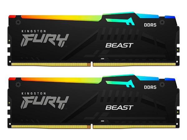 Memoria DIMM Kingston Fury Beast RGB, DDR5 PC5-44800 (5600MHz), CL36, 32GB (2x 16GB).