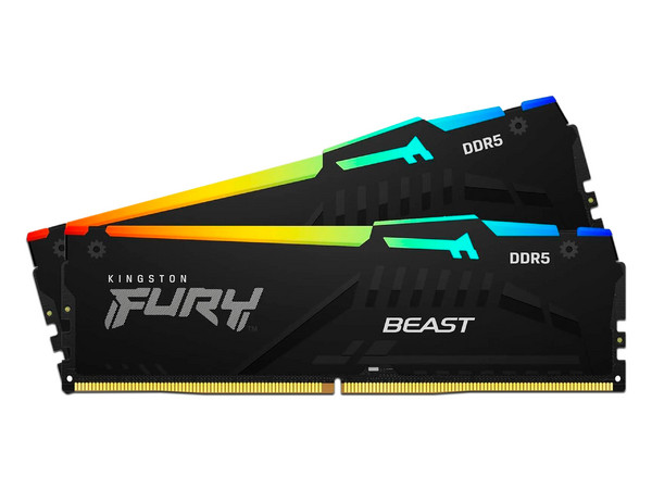 Memoria DIMM Kingston Fury Beast RGB, DDR5 PC5-44800 (5600MHz), CL36, 32GB (2x 16GB).