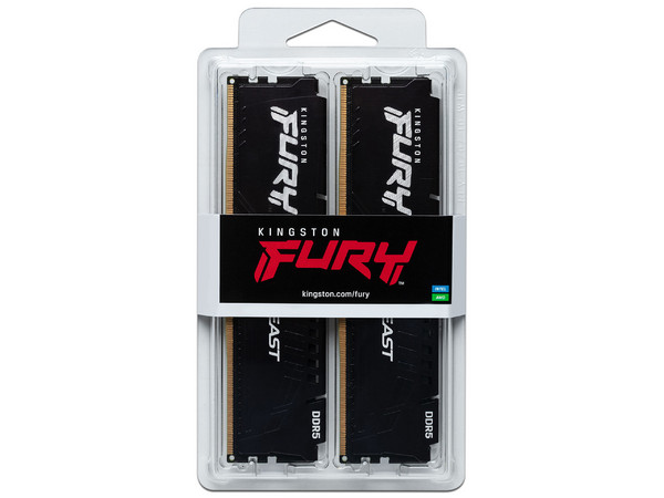 Kit de Memorias DIMM Kingston FURY Beast, DDR5 PC5-44800 (5600MHz), CL36, 64GB (2 x 32GB). Color Negro.